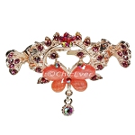 Haargreifer Schmetterling&Blume Haarspange Haarkneifer Haarklammer Metall & Strass rot rosa gold 5003a